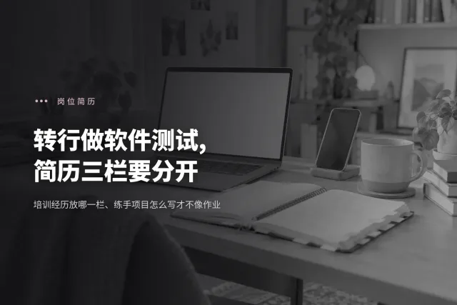 家里的一张书桌,一台笔记本电脑、一本贴满彩色便签的笔记本和一部架在支架上的手机,窗边柔和的光,没有人