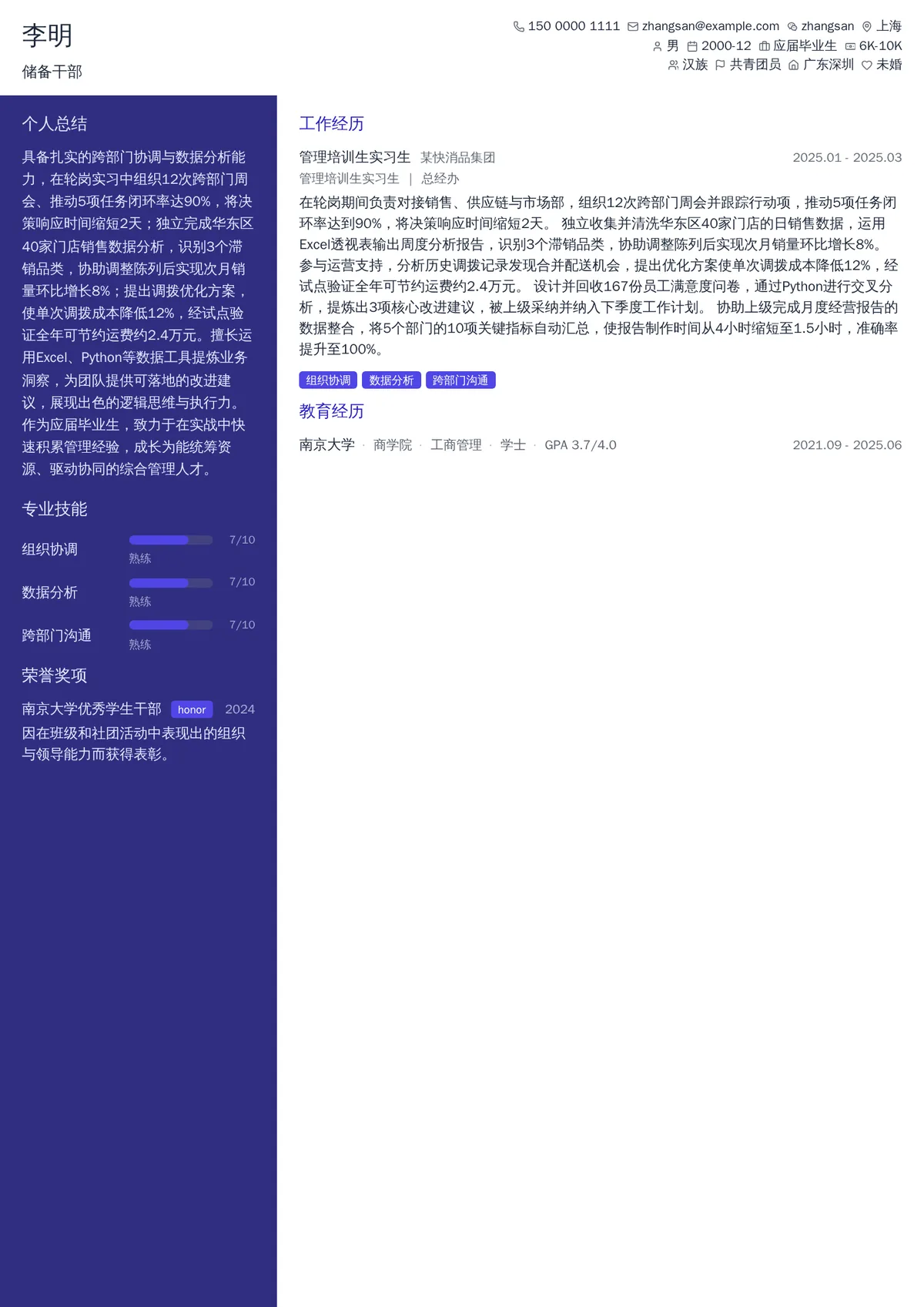 储备干部