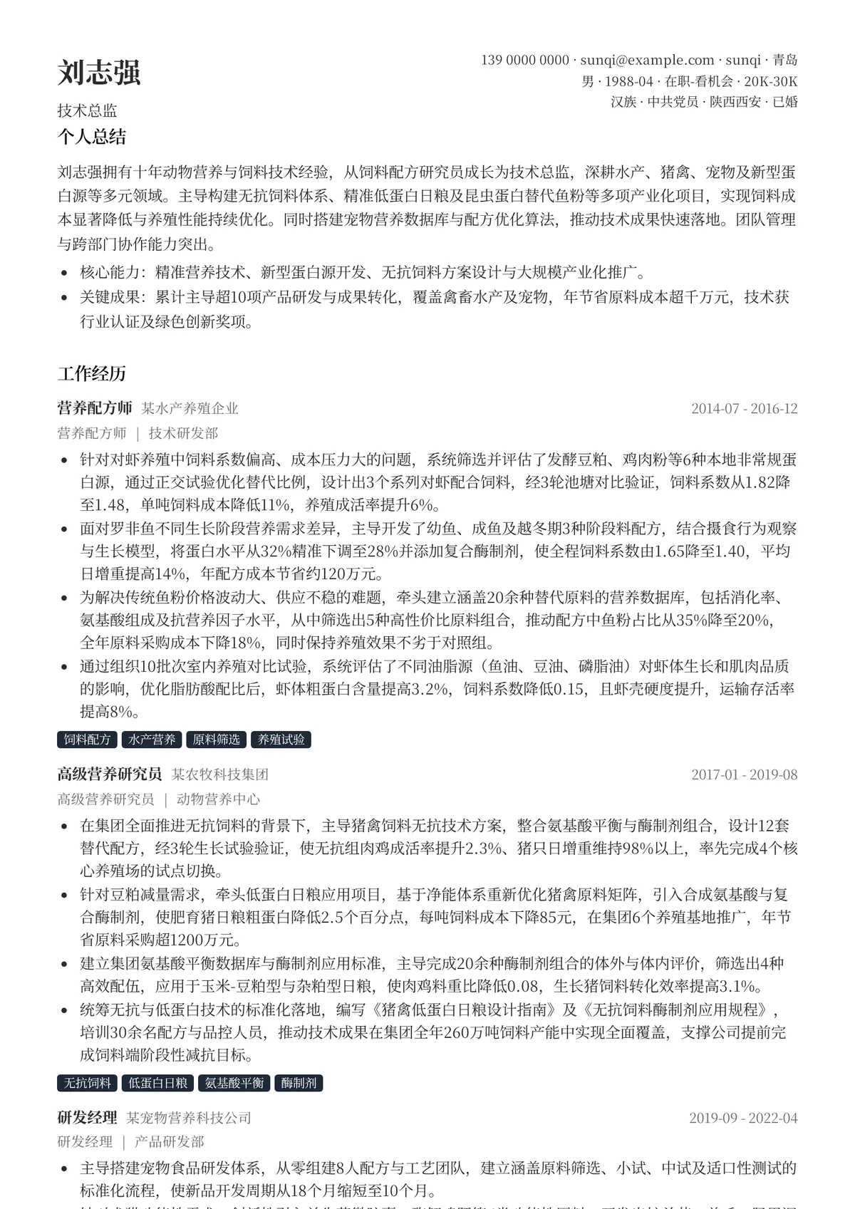 2026年最新技术总监简历模板